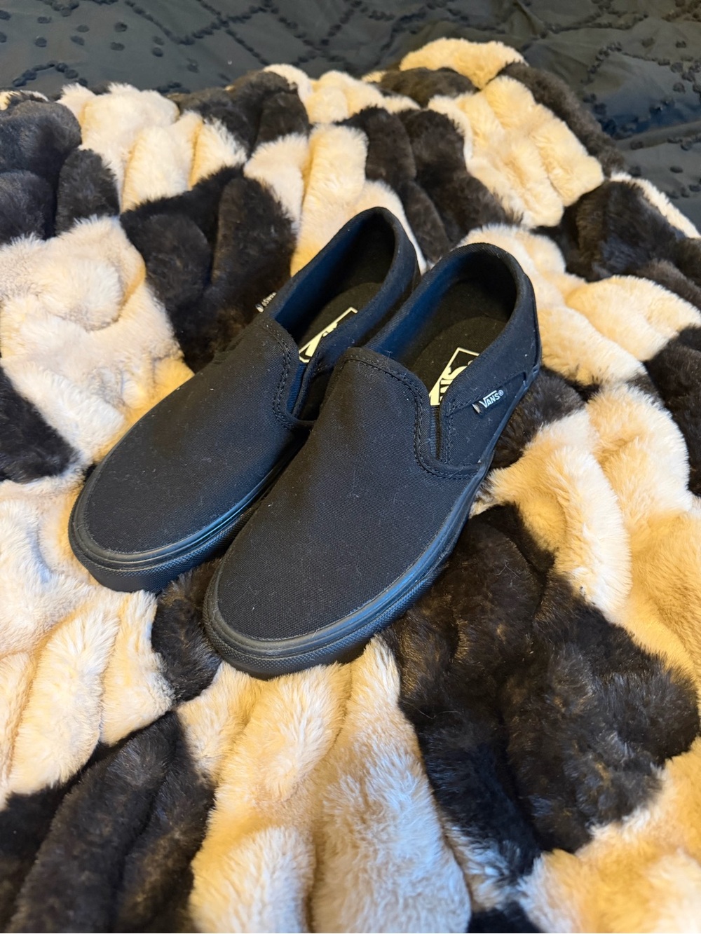 Vans Black Slip-On Canvas Loafers for Women